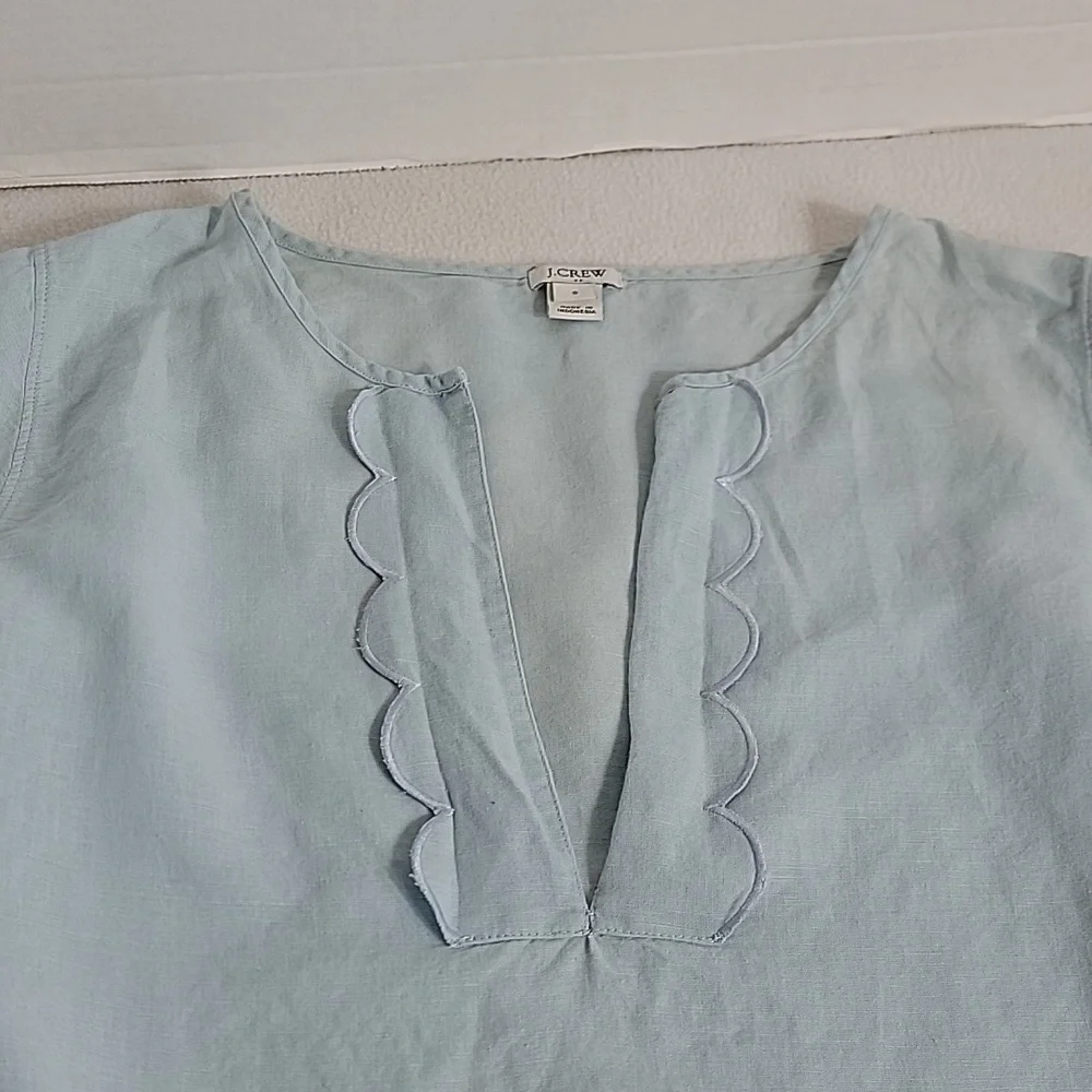 J. Crew Women's Light Blue W/ Ruffle Accent Long Sleeve Tunic,  S - Picture 5 of 8